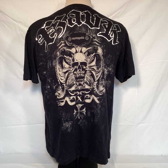 Xzavier Vintage Fear The Unknown Gothic Black All Over Graphic Tee Men’s Medium - Picture 5 of 11
